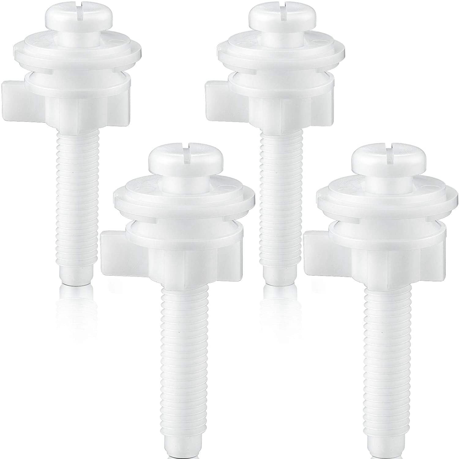 4PCS Toilet Seat Hinge Bolt Screws with Plastic Nuts and Washers Toilet