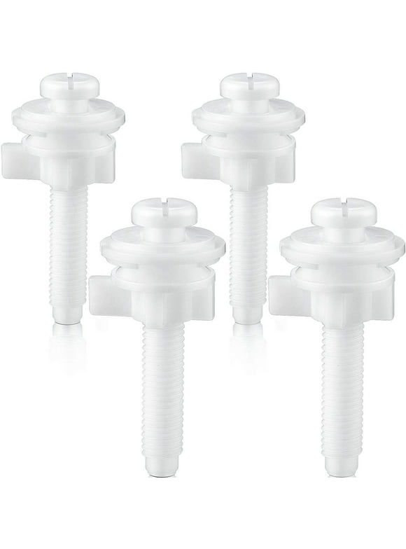 4PCS Toilet Seat Hinge Bolt Screws with Plastic Nuts and Washers Toilet Seat Replacement Parts Kit