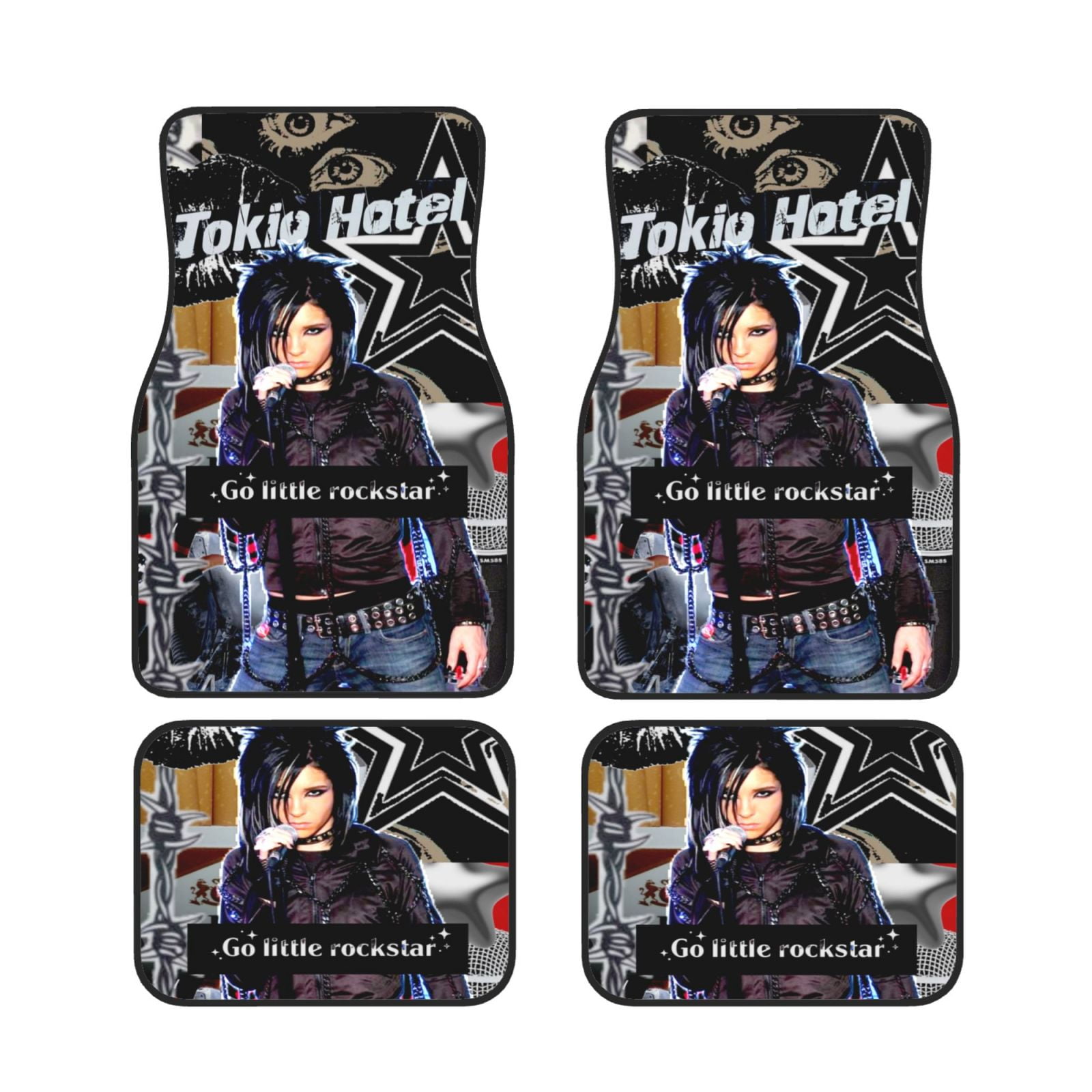 4PCS Tokio Hotel Print Car Floor Mat Universal Fit Vehicle AntiSlip