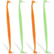 4PCS Toothbrush Tufted Brush Single Compact Interdental Interspace Angled Compact Toothbrush Soft Toothbrush End-Tapered Trim Toothbrush for Detail Cleaning(Orange,Green)