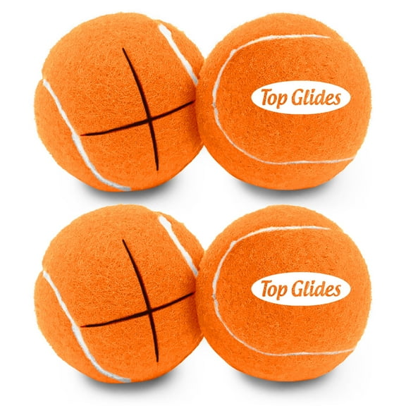 4PCS Top Glides Pre-cut Walker Tennis Ball Glides - 2 Pairs (Orange)