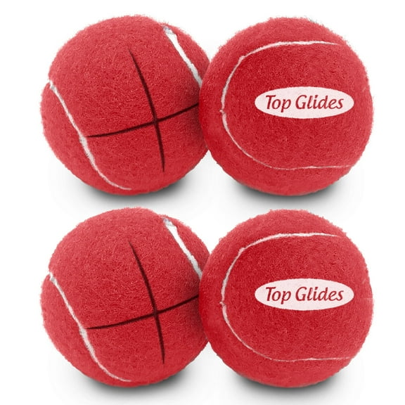 4PCS Top Glides Pre-cut Walker Tennis Ball Glides - 2 Pairs (Red)