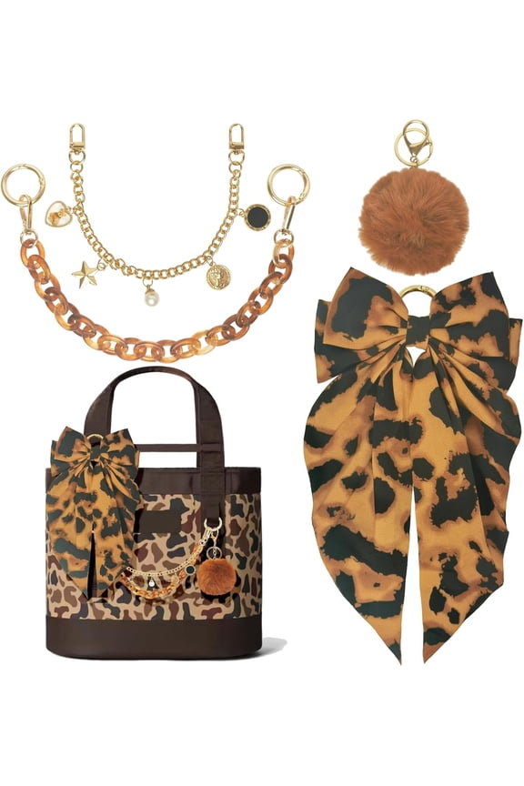 4PCS Tote Bag Decor Kit, Decorative Bow & Pom Pom Accessories, Compatible with YETI Camino 20/35/50 Carryall, Bogg Beach Tote Bags (Black)