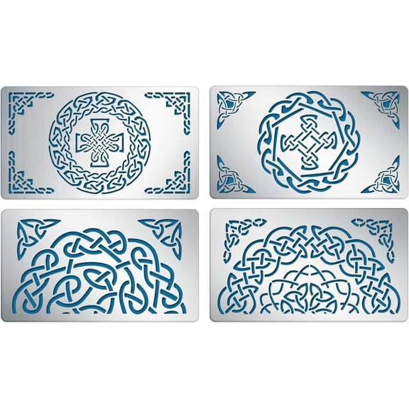 4PCS Traditional Celtic Knot Metal Stencil 7x4 Inch Irish Knot Pattern Template