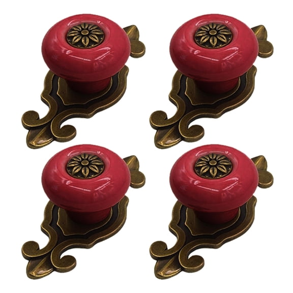 4PCS Traditional Earthenware Drawer Pulls With Metal Mixture Base Permanent 26mm Height Decorative Hardware For Furniture Dresser Bookcase