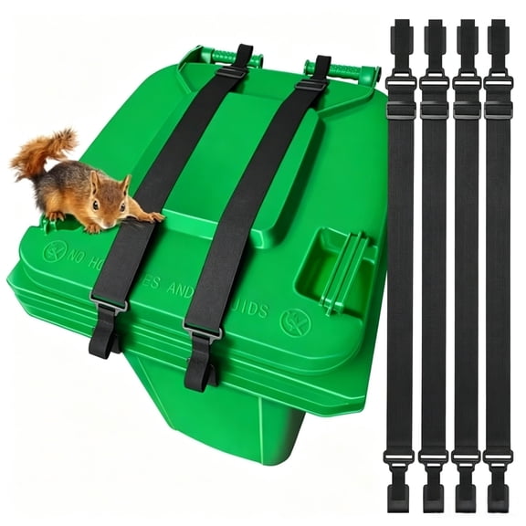 4PCS Trash Can Locks for Animals with Double Claw Bear Proof Trash Can Lock, Adjustable Strap for 28-96 Gallon Garbage Can Locks for Animals Outdoor Trash Can Lid Lock Against Raccoon