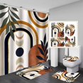 thumbnail image 1 of 4PCS Wavy Swirl Shower Curtain Sets with Rugs, Abstract Shower Curtain, Waterproof Fabric Green Shower Curtain, 70s Art Cute Funky Groovy Vintage Retro Boho Minimal Aesthetic Bathroom Decor, 1 of 7