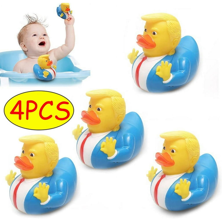 4PCS Trump Duck Squeak Bath Duck Baby Bath Toys Rubber Duck Funny