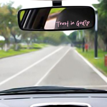 "Trust In God" Rearview Mirror Sticker – Pink Vinyl Decal For Women, Car Accessories, Inspirational Decor