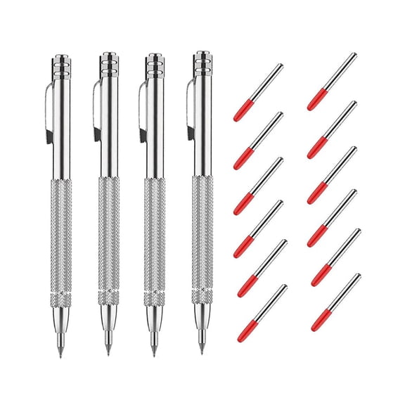 4PCS Tungsten Carbide Scriber with Magnet Engraving Pens with 12 Replacement Marking Tips for Glass/Ceramics/Metal Sheet