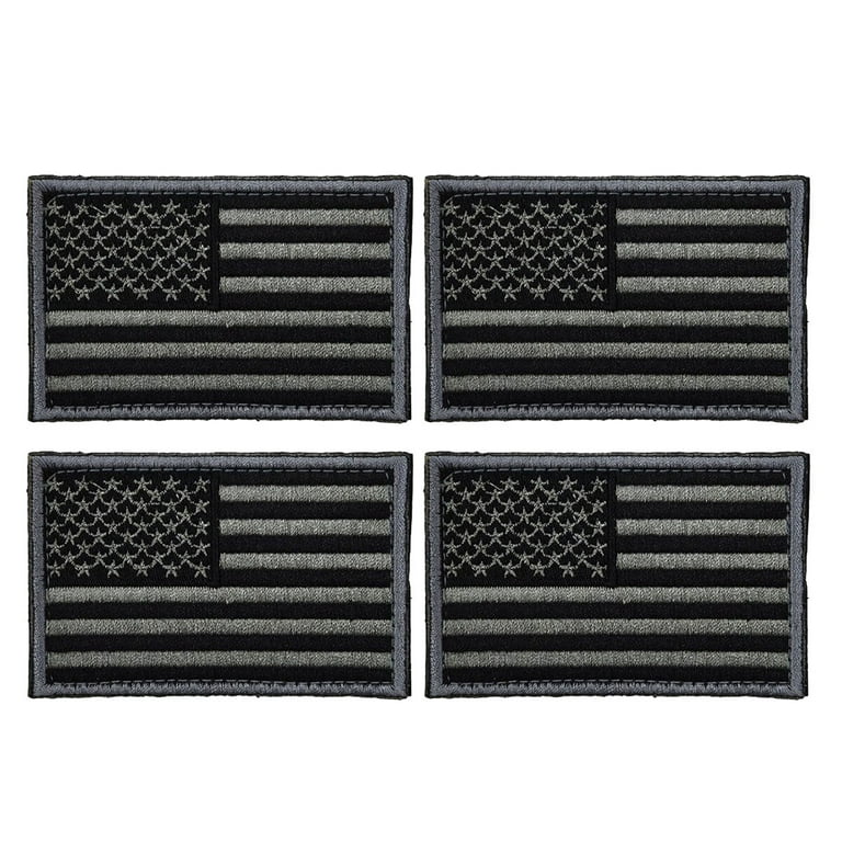 4pcs USA Flag Patch Self-Adhesive American Flag US United States of America Military Uniform Emblem Patches (Charcoal Grey), Size: 3.15 x 1.97 x 0.12