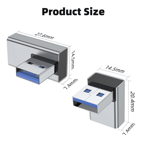 4PCS USB 3.0 Adapter , Up and Down Angle, Left and Right Angle USB a Male to Female Converter Extender for PC, Laptop
