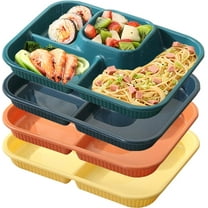 4PCS Unbreakable Divided Plates for Adults, Lightweight Reusable Plastic Compartment Portion Control Plates, 1.8 Inch deeper depth Dinner Plate for Soup,yogurt