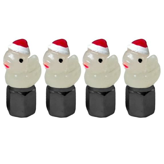 4PCS Universal Auto Tire Valve Stem Caps, Glow in The Dark Cute Duck Valve Caps for Cars, Motorcycles, Trucks, and Bicycles (Black)