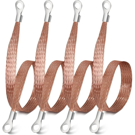 4PCS Universal Automotive Ground Straps,12x 1/2" Engine Ground Strap Kit Braided Copper Ground Straps