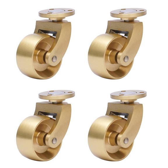 4PCS Universal Brass Caster, Heavy Duty 360 Degree Rotation Swivel Wheels Hardware Movable for Furniture Legs,Tables, Bookshelves, Chairs,Cabinet,Sofa
