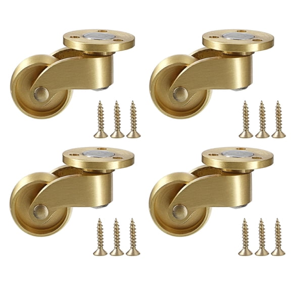 4PCS Universal Brass Stem Casters, 1 Inch Furniture Casters Wheels | Heavy Duty Swivel Casters 360 Degree Rotation, Metal Coffee Table Wheels Chairs Casters for Trunk Box Trolley Cabinet