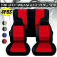 thumbnail image 1 of 4PCS Universal Car Seat Covers Set Fit for Jeep Wrangler 1976-2018, Cloth Interior Automotive Protector Cushion Cover for Car Truck SUV Front and Rear Seat Cover Protector Set, Red, 1 of 10