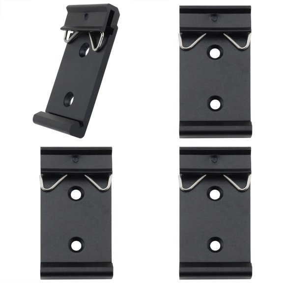 4PCS Universal DIN Rail Mount Clip Snap Black 35mm Fixed Clamp