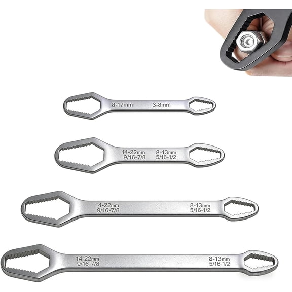 4PCS Universal Double Ended Wrench, Universal Car Torx Wrench, 3mm-22mm Adjustable Wrenchs for Outdoor Riding Home Improvement and Automotive Task (4PCS-A)