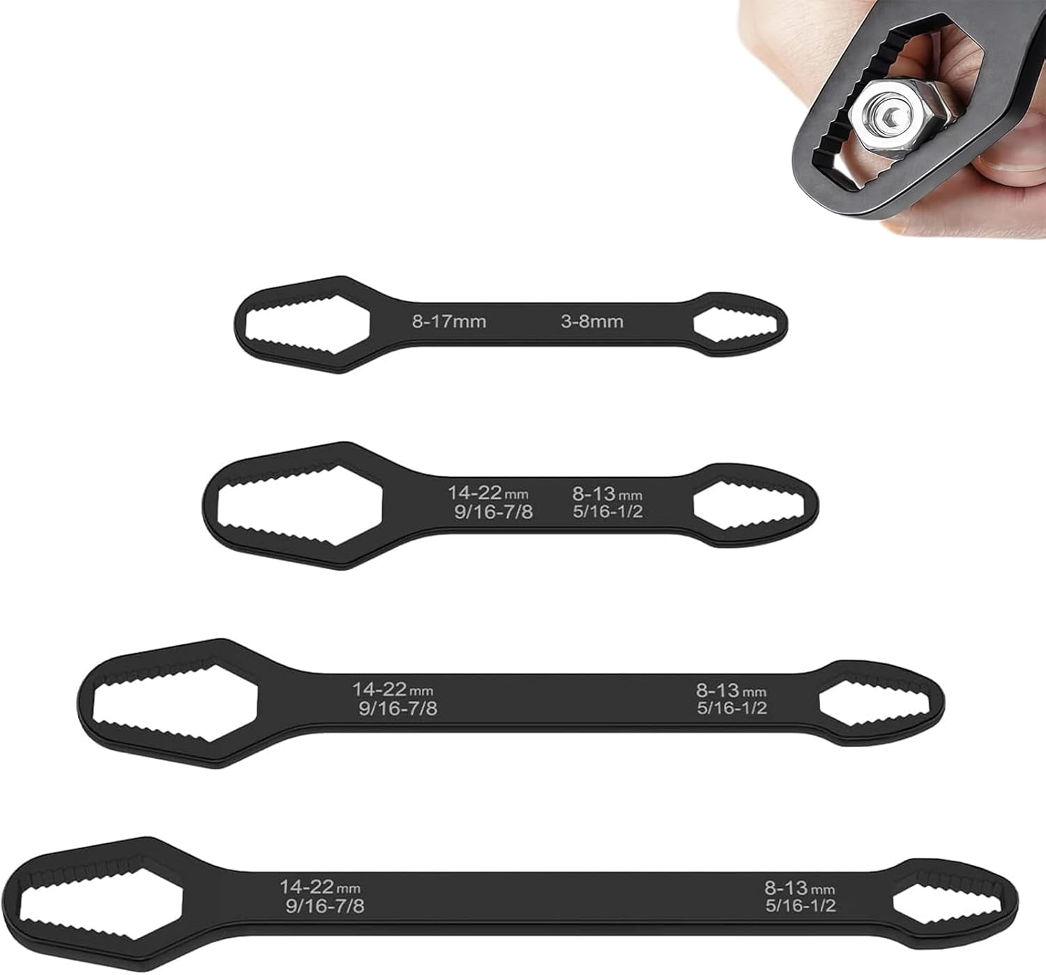4PCS Universal Double Ended Wrench, Universal Car Torx Wrench,  Adjustable Wrenchs for Outdoor Riding Home Improvement and Automotive Task (4PCS-B)