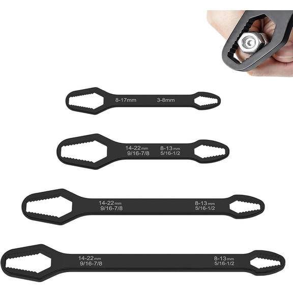 4PCS Universal Double Ended Wrench, Universal Car Torx Wrench, Adjustable Wrenchs for Outdoor Riding Home Improvement and Automotive Task (4PCS-B)