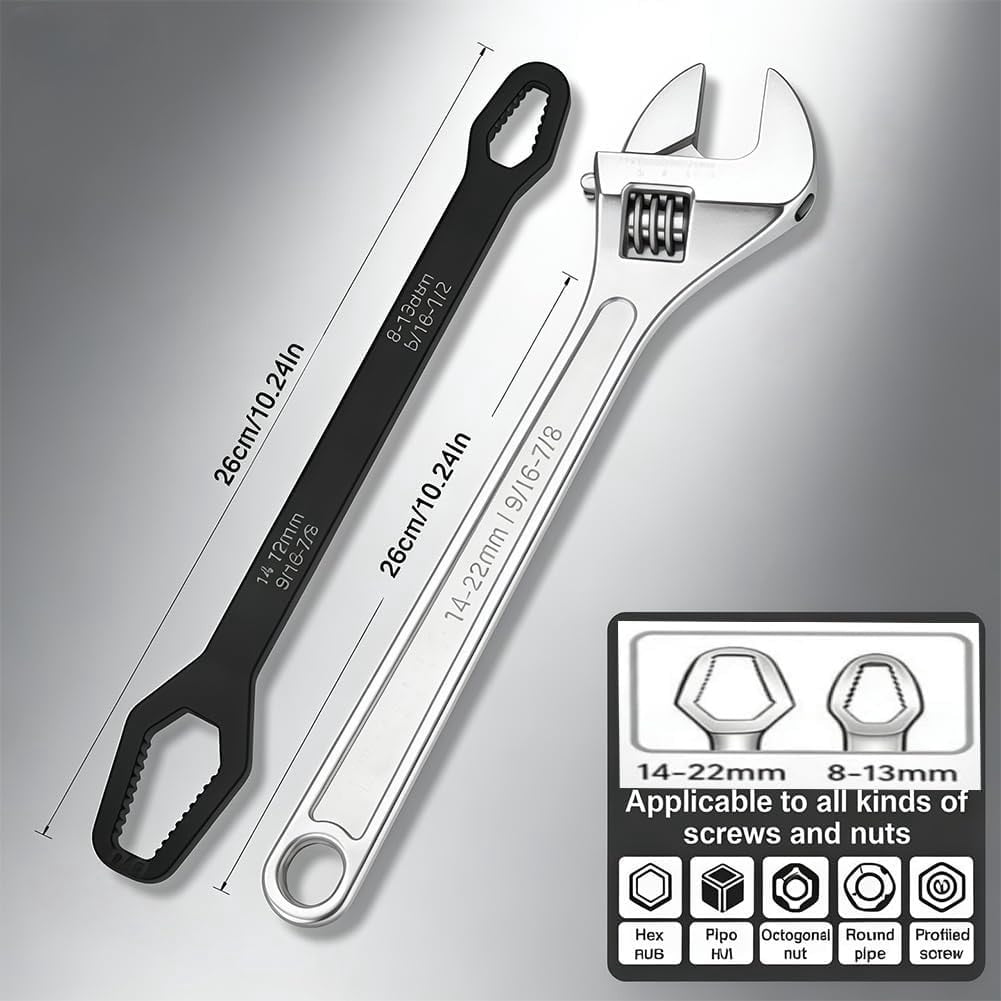 4PCS Universal Double Ended Wrench, Universal Car Wrench, 8mm-22mm Adjustable Wrenchs for Outdoor Riding Home Improvement and Automotive Task