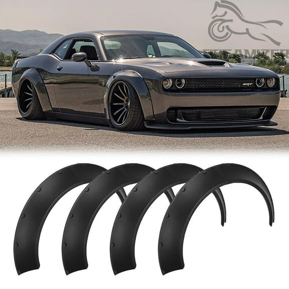 4PCS Universal Fender Flares Wide Body Kit Flexible Fender Flares Wheel Body Kit for Cars Compatible with Dodge Charger Challenger Honda Civic Accord Toyota Corolla Camry VW Audi Acura TSX