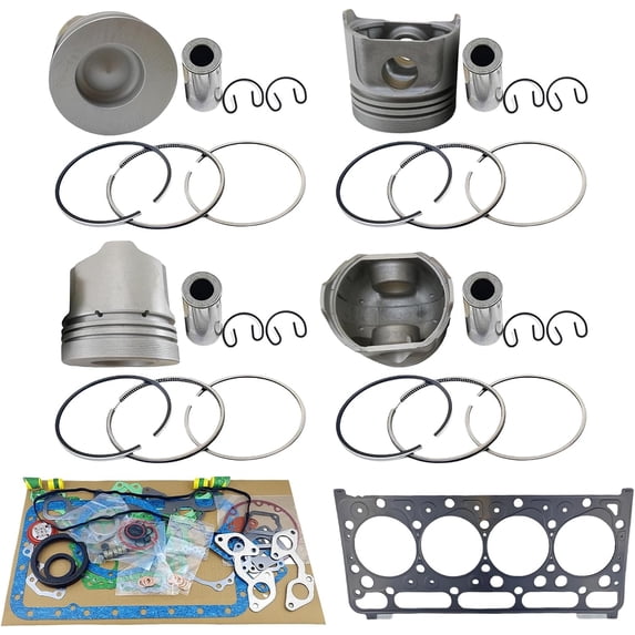 4PCS V2203 Piston+Piston Rings With V2203 Full Gasket Kit Combustion Chamber 46mm For Kubota V2203-DI V2203 V2203T V2203E V2203B Engine For Bobcat 337 331 334 341 Excavator 16641-21112