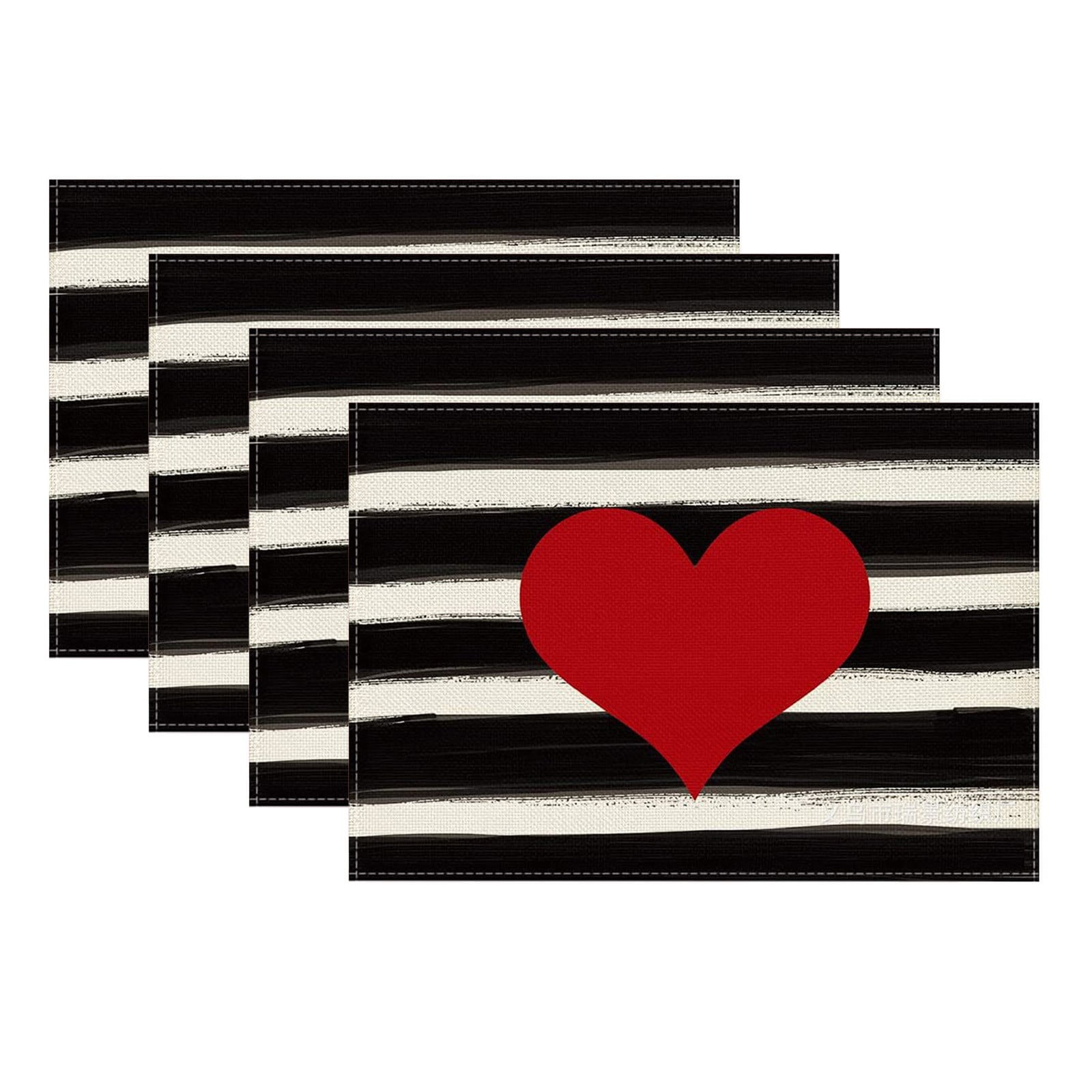 4PCS Valentine's Day Placemat Love Small Pattern Wind Western Placemat