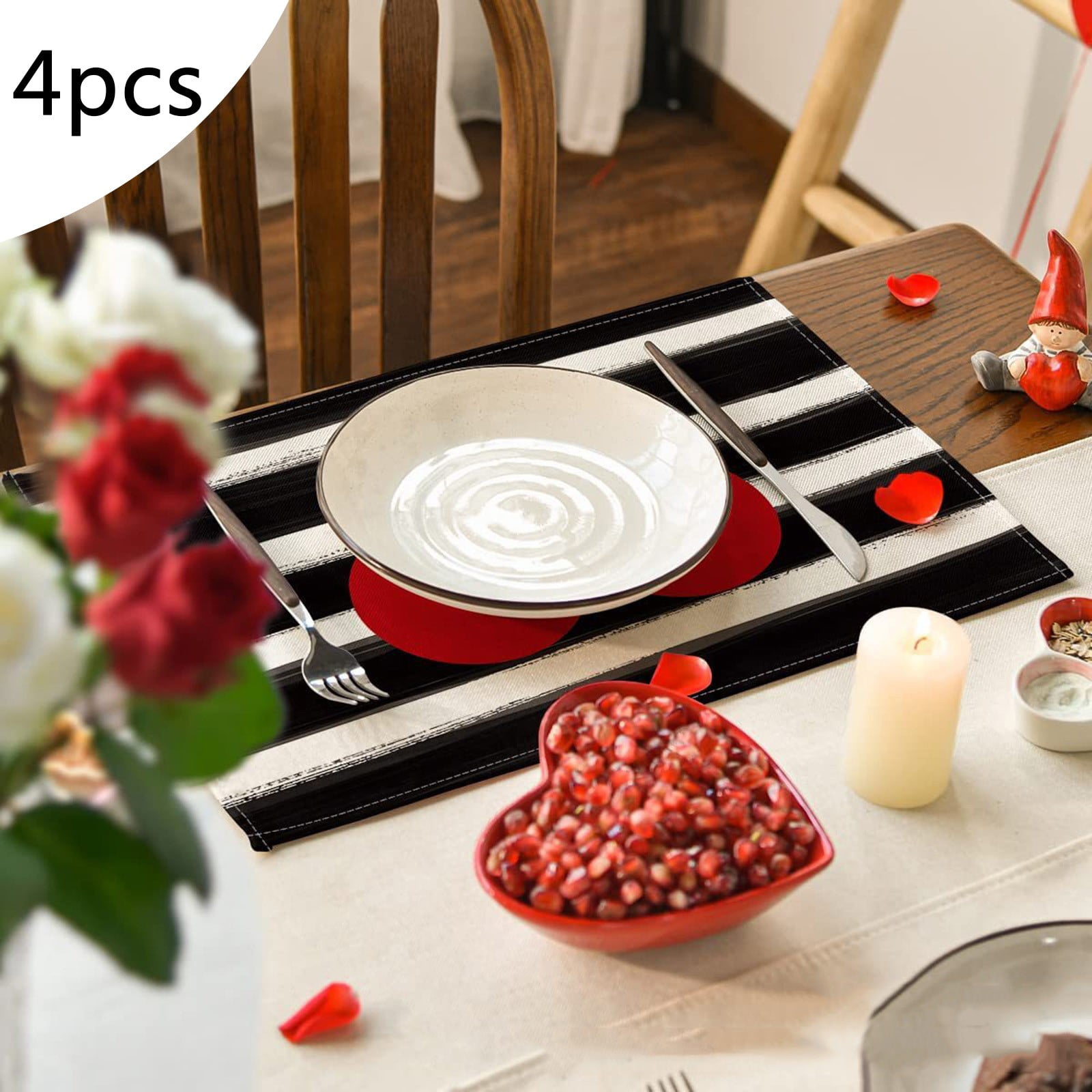 4PCS Valentine's Day Placemat Small Pattern Wind Western Placemat