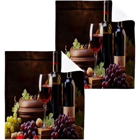 4PCS Vineyard Wine Drape Towels Cotton Washcloths Set,Quick Drying & Absorbent Soft Bathroom Hand Towel Lightweight & Portable Fingertip Towel Decor Gift