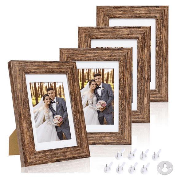 4PCS Vintage 4x6 Wood Picture Frame – Rustic Farmhouse Style Photo Frame for Tabletop or Wall Display