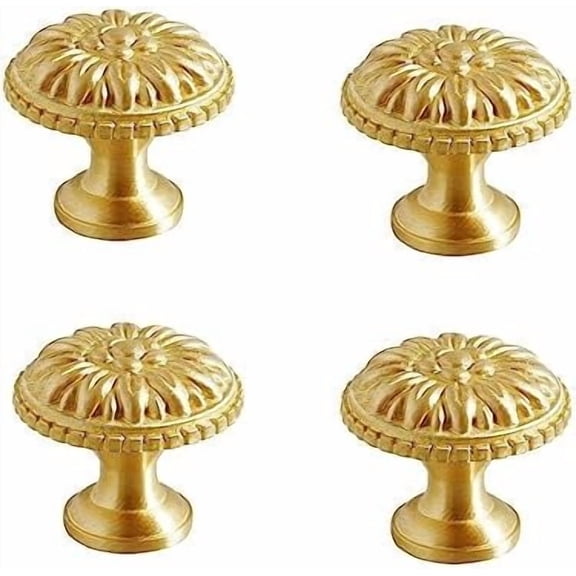 4PCS Vintage Brass Cabinet Knobs, Gold Dresser Drawer Knobs Kitchen Cupboard Bathroom Cabinet Round Handles Pulls for Home Cabinet Hardware Knobs$$Tools & Hardware Other