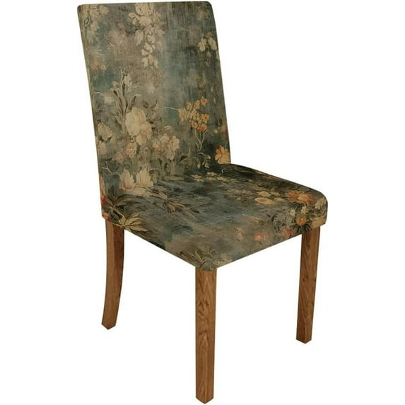 4PCS Vintage Floral Stretchy Parson Chair Slipcovers for Dining Room Chair Seat Covers Distressed Flowers Chair Cover Boho Botanical Chair Protectors for Party Pet Protection Soft Polyester