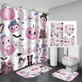 4PCS Vintage Halloween Shower Curtain Sets with Rugs, Waterproof Fabric
