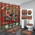 thumbnail image 1 of 4PCS Vintage Motorcycle Shower Curtain Set, Gas Station Motocross Motorbike Bike Sports Man Cave Bathroom Decor Waterproof Fabric Shower Curtain Non-slip Bath Mat Toilet Rug, Motorcycle Garage, 1 of 7