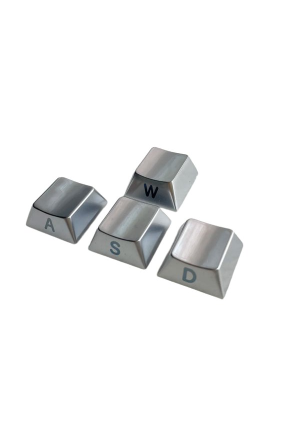 4Pcs Metal WASD Keycaps Zinc Alloy Side Engraving Keycap Set for Mechanical Keyboards,Ergonomic Gaming Keycaps