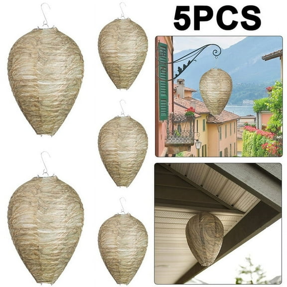 Yucurem 4PCS Wasp Nest Decoys - Hanging Hornet Deterrents Fake Wasp Nest Non-Toxic Bee Decoy Deterrent for Home and Garden Outdoors