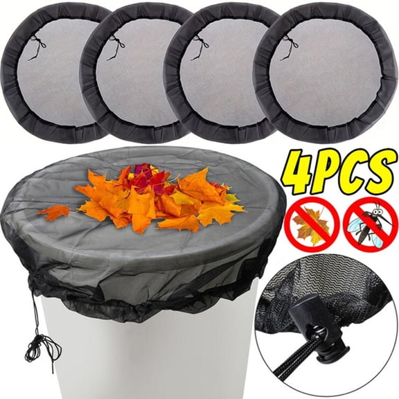 4PCS Water Bucket Net Cover Outdoor Rain Barrels Screen Insect Proof Mesh Cover Rain Water Collection Bucket Netting 60