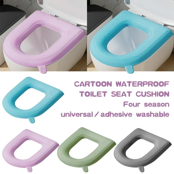 4PCS Waterproof Toilet Seat Cushion with Handle - EVA Toilet Seat Covers, Portable, Soft, and Self-Adhesive - Ideal for Home, Travel, or Hotel Use in Grey, Light Green, Pink, Blue Colors