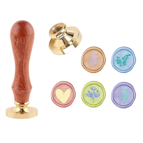 4PCS Wax Seal Stamp Leaves, Plants, Flowers, Heart Patterns Sealing Wax Stamps with Wood Handle for Envelopes Gift Wrap Wedding Engagement Party Invitation