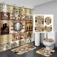 thumbnail image 1 of 4PCS Howdy Cowgirl Shower Curtain Sets with Rugs, Waterproof Fabric Pink Shower Curtain, Western Hat Boots Cow Skull Cactus Rainbow Funky 70S Floral Preppy Disco Y2K Groovy Bathroom Decor, 1 of 7