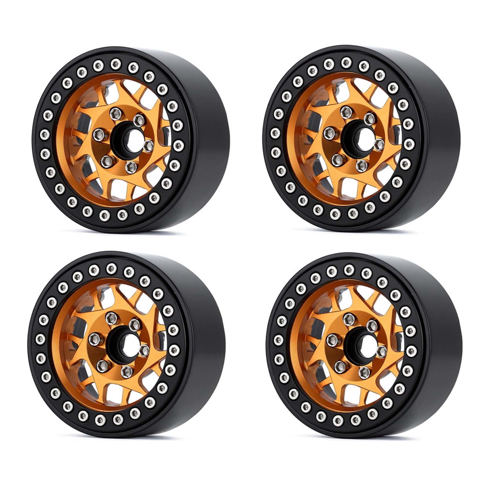 Toy Wheel Rims 4PCS Wheel Hubs 1.9’’ Beadlock Alloy Wheel Rims with 14 Spokes for ...