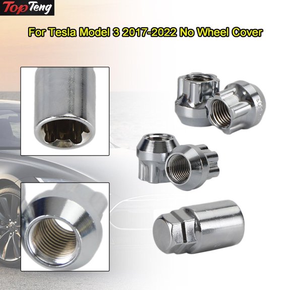 4PCS Wheel Lock Lug Nut Fit Tesla Model S/3/X/Y All Year Chrome M141.5