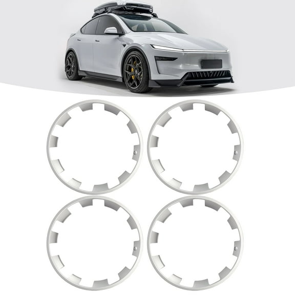 4Pcs Wheel Rim Protector for Tesla Model Y Juniper 2025 2026 20” Helix Wheels, 4PCS ABS Anti-Curb Scratch Guard, Silver Rim Edge Trim, No-Drill Snap-On Installation, for Model Y 2025 2026 Accessories