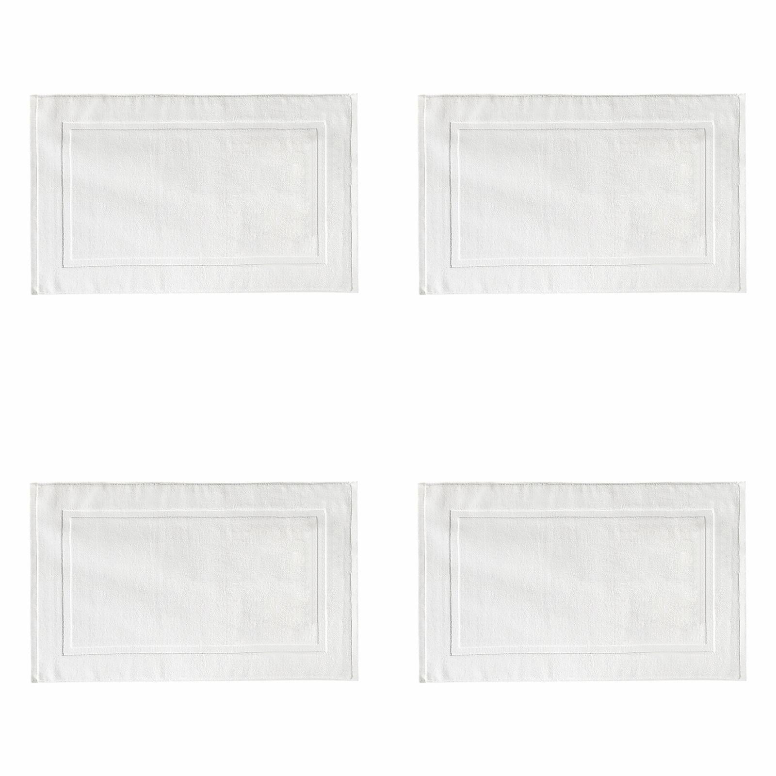 4PCS White Cotton Classic Rug Bath Mats Absorbent Cotton Hotel Spa ...