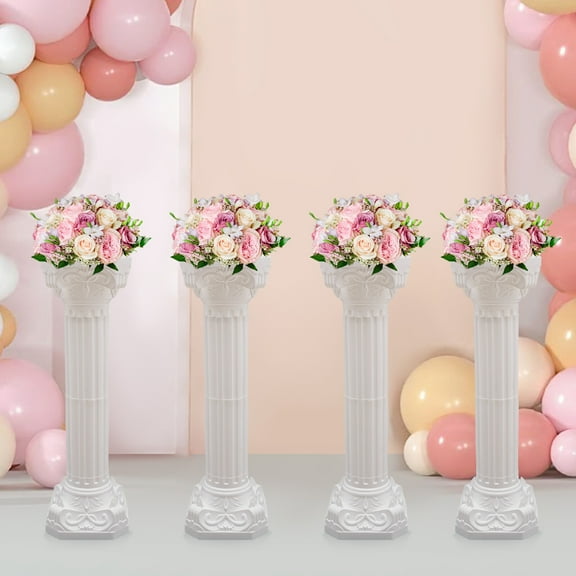4PCS White Roman Columns Set, Wedding Pillars, Hollow Column Flower Stand