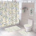 thumbnail image 1 of 4PCS Wildflower Botanical Shower Curtain Sets with Rugs, Minimalist Shower Curtain, Waterproof Fabric Blue and White Shower Curtain, Nature Fern Plant Boho Aesthetic Modern Bathroom Decor, 1 of 7