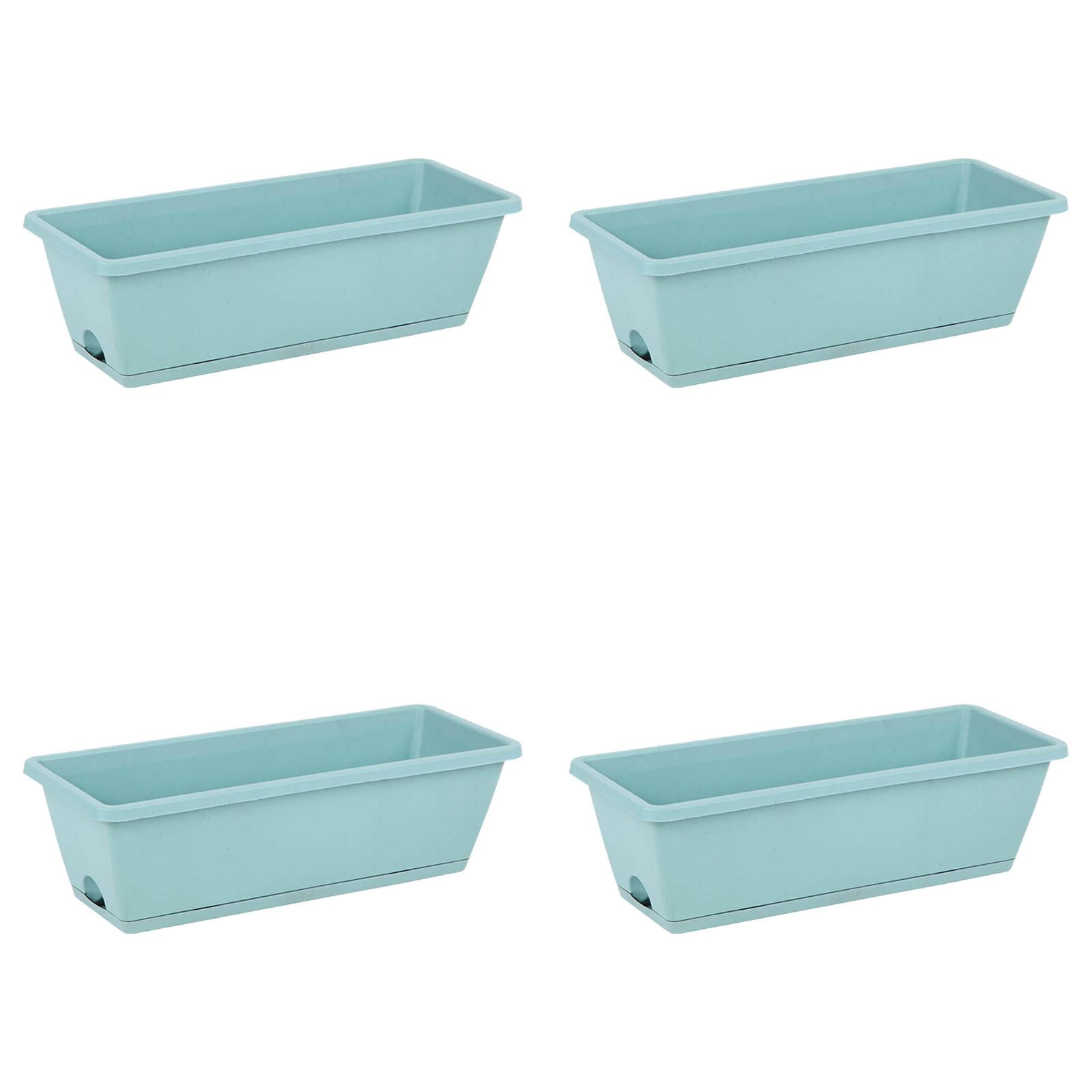 4PCS Window Box Planter with Drainage Holes & Matching Saucers,17 Inch Rectangular Flower Pot for Vegetables Herbs Flower for Indoor Outdoor Garden Decor Patio Balcony Windowsill Deck Railing